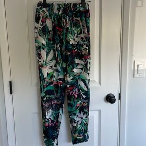Floral Parachute Pants with Pockets, Womens Small